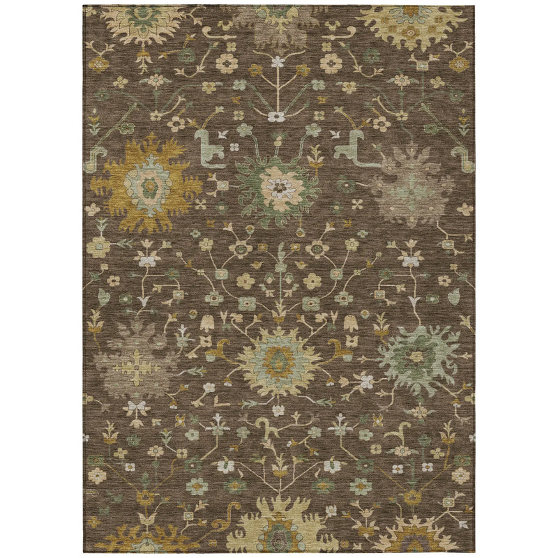 8' X 10' Chocolate And Olive Green Faux Bois Washable Indoor Outdoor Area Rug Homeroots Outdoor