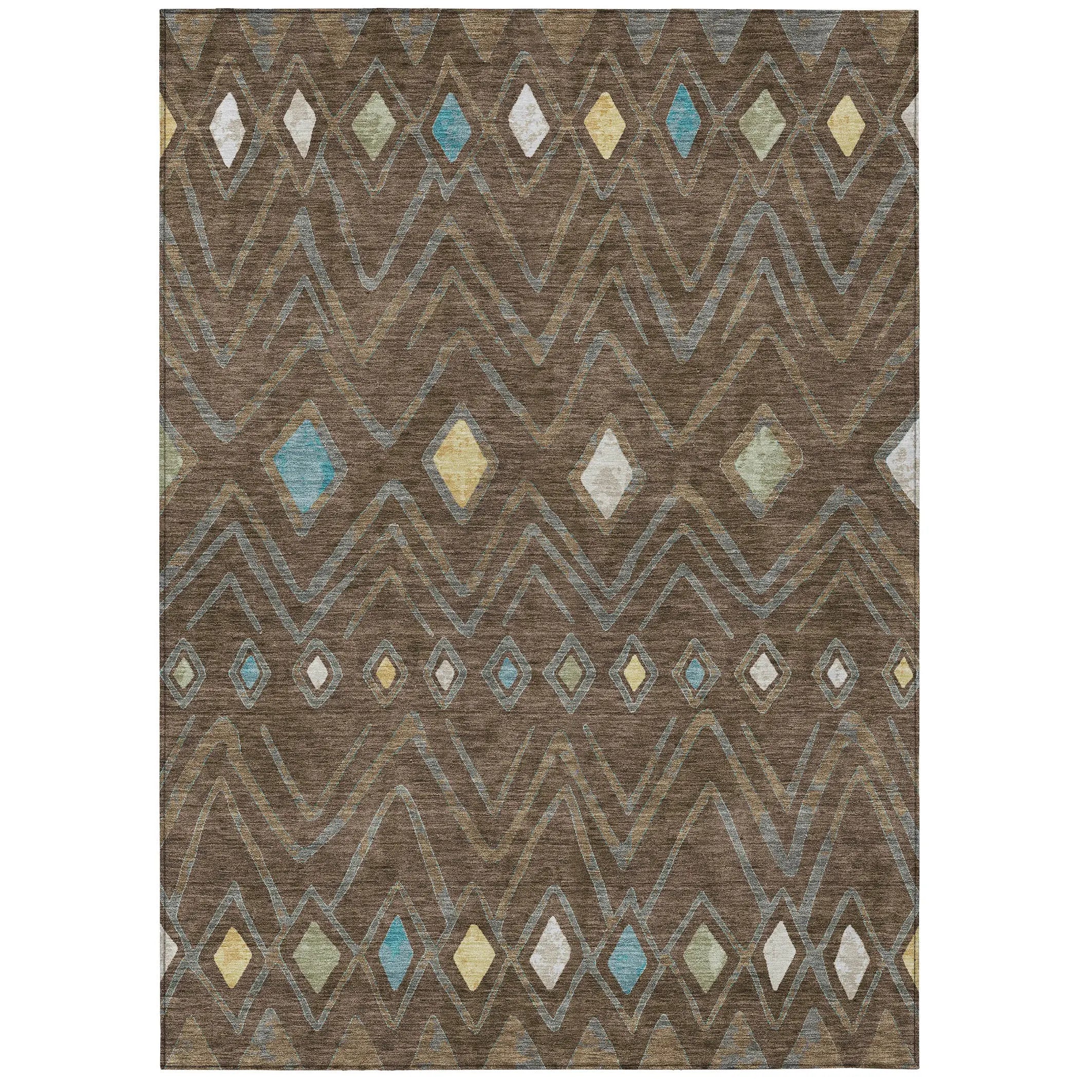 8' X 10' Chocolate And Orange Geometric Washable Indoor Outdoor Area Rug Homeroots Outdoor