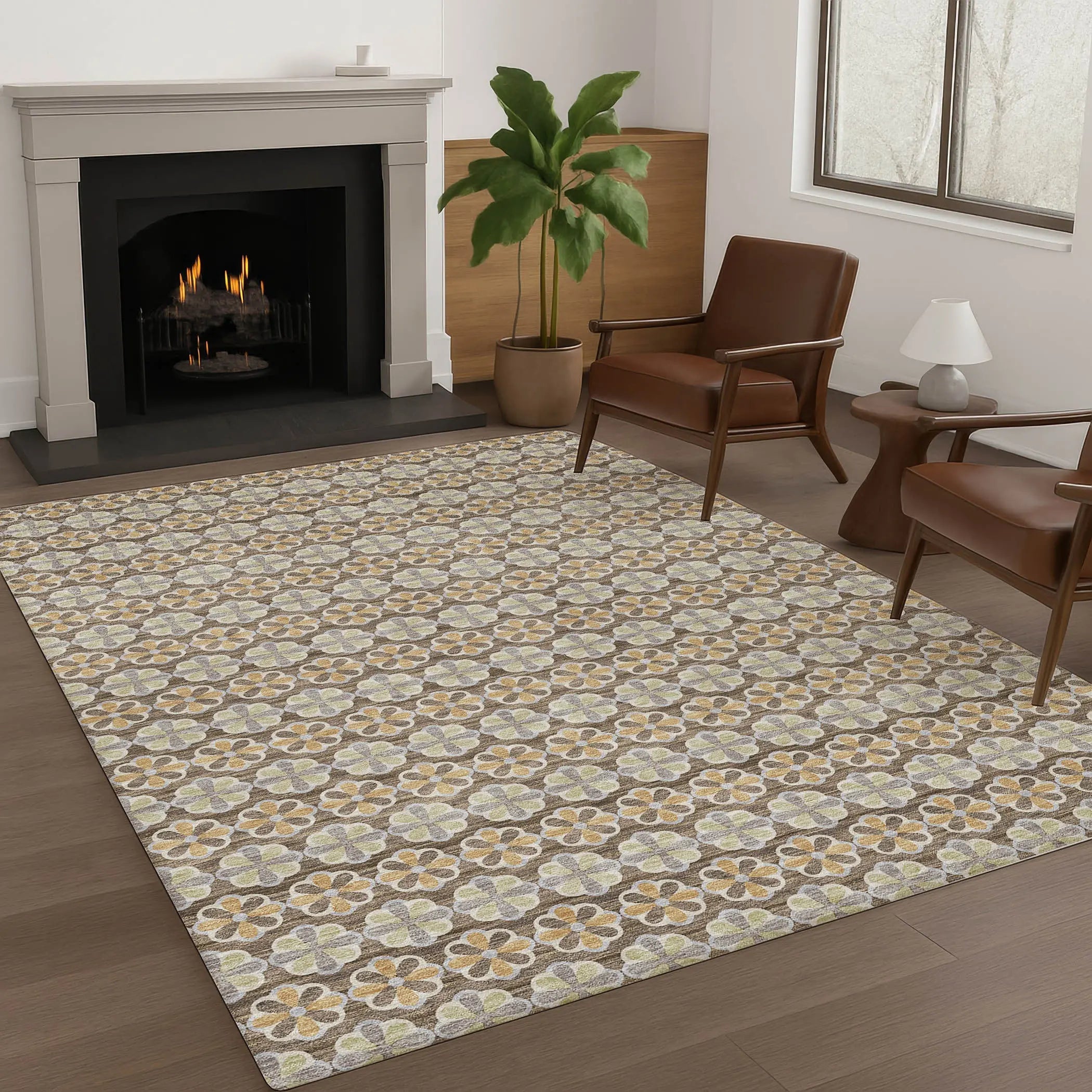 8' X 10' Chocolate And Purple Striped Washable Indoor Outdoor Area Rug Homeroots Outdoor