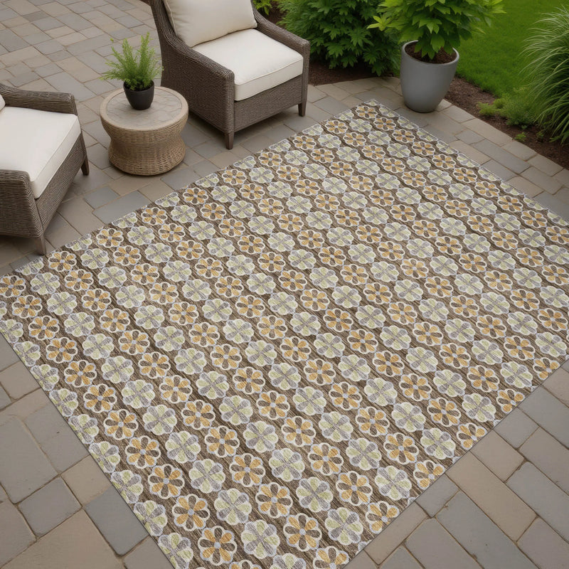 8' X 10' Chocolate And Purple Striped Washable Indoor Outdoor Area Rug Homeroots Outdoor