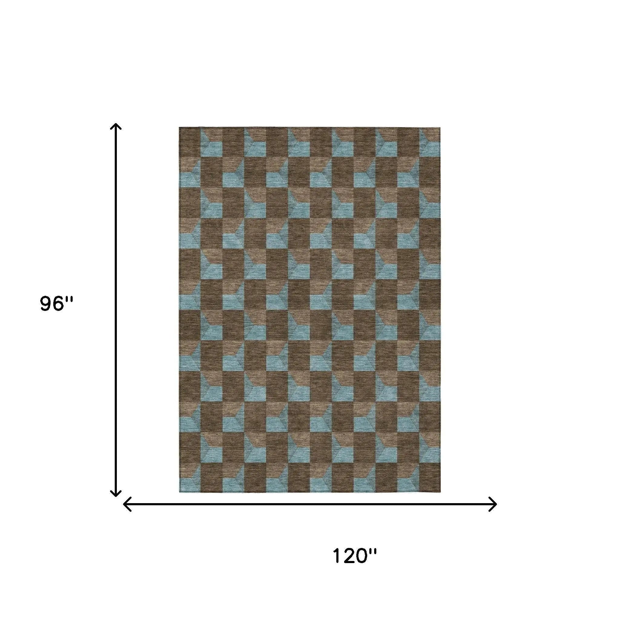 8' X 10' Chocolate And Silver Geometric Washable Indoor Outdoor Area Rug Homeroots Outdoor