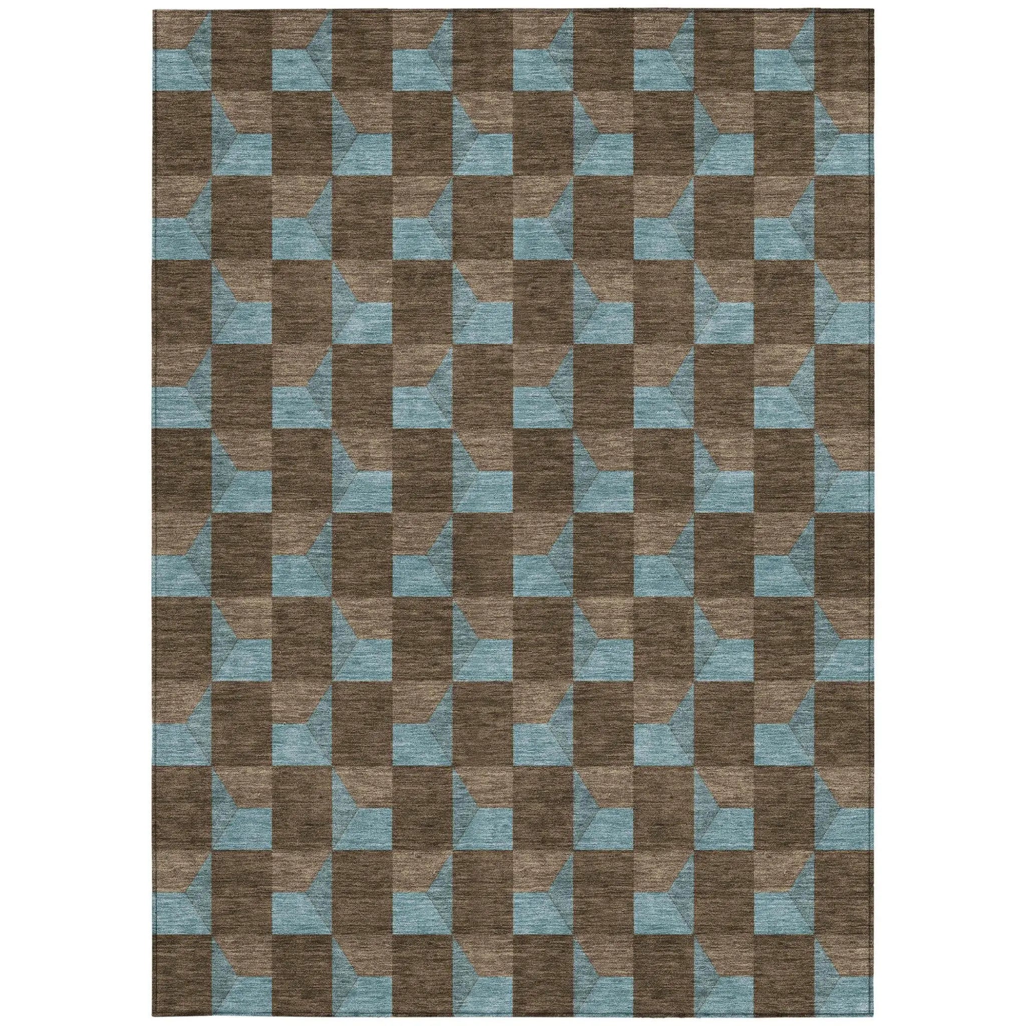 8' X 10' Chocolate And Silver Geometric Washable Indoor Outdoor Area Rug Homeroots Outdoor