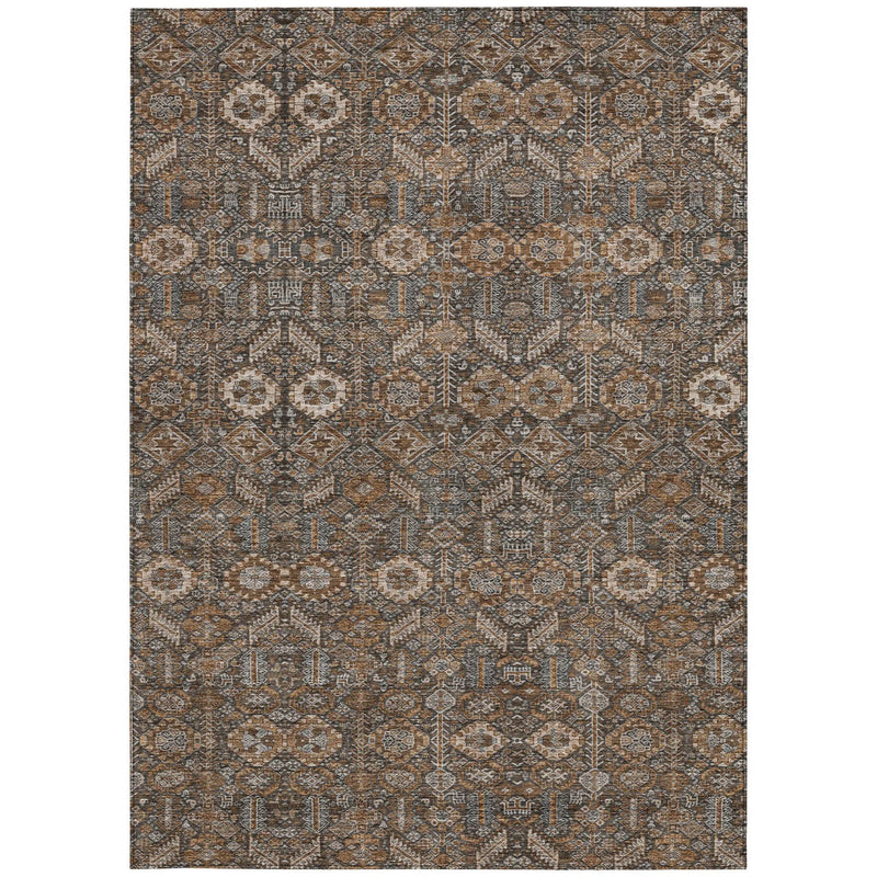 8' X 10' Chocolate Floral Washable Non Skid Indoor Outdoor Area Rug Homeroots Outdoor