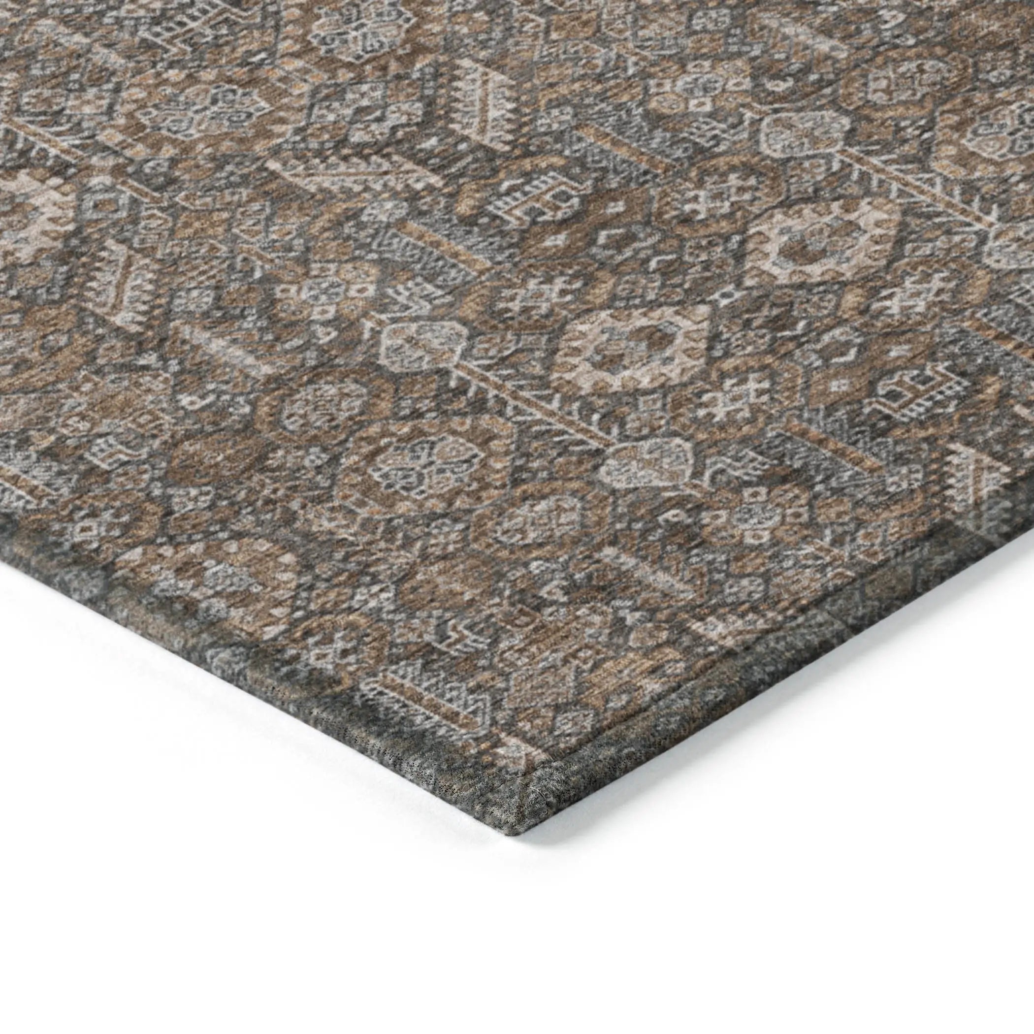8' X 10' Chocolate Floral Washable Non Skid Indoor Outdoor Area Rug Homeroots Outdoor