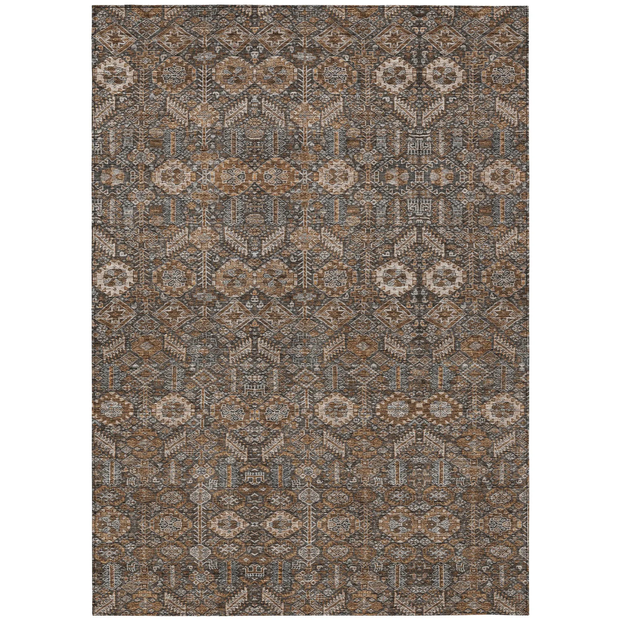 8' X 10' Chocolate Floral Washable Non Skid Indoor Outdoor Area Rug Homeroots Outdoor