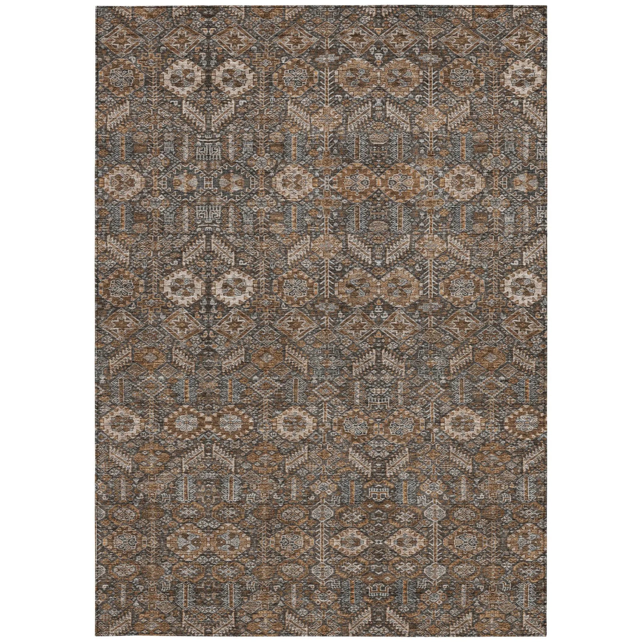 8' X 10' Chocolate Floral Washable Non Skid Indoor Outdoor Area Rug Homeroots Outdoor