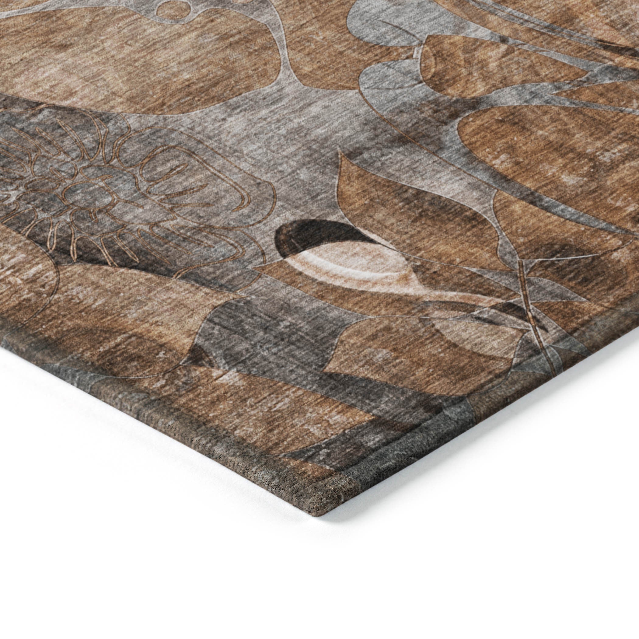 8' X 10' Chocolate Terracotta and Ivory Abstract Washable Indoor Outdoor Area Rug - GreatEagleInc