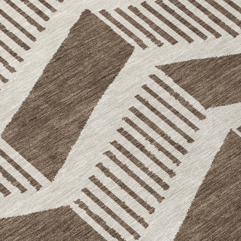 8' X 10' Coffee And Brown Geometric Washable Indoor Outdoor Area Rug Homeroots Outdoor