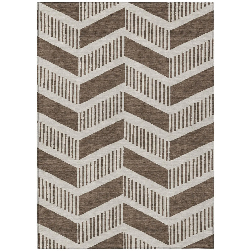 8' X 10' Coffee And Brown Geometric Washable Indoor Outdoor Area Rug Homeroots Outdoor