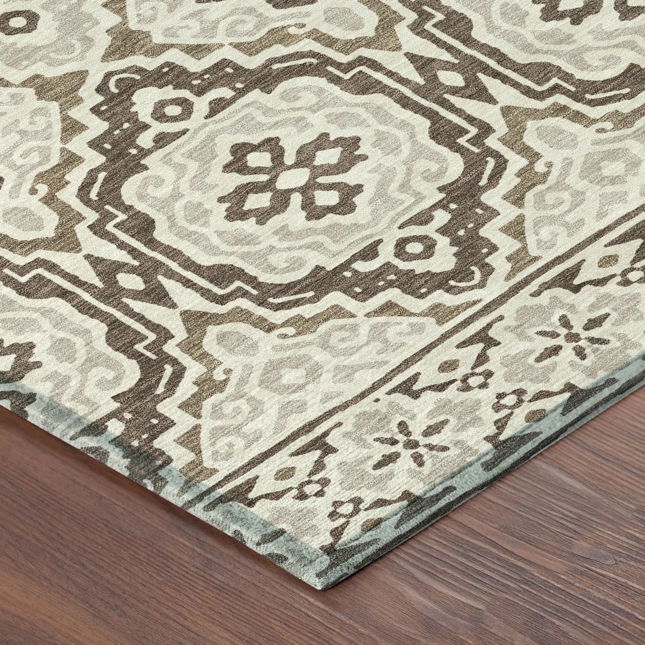 8' X 10' Coffee And Gray Tribal Washable Indoor Outdoor Area Rug Homeroots Outdoor