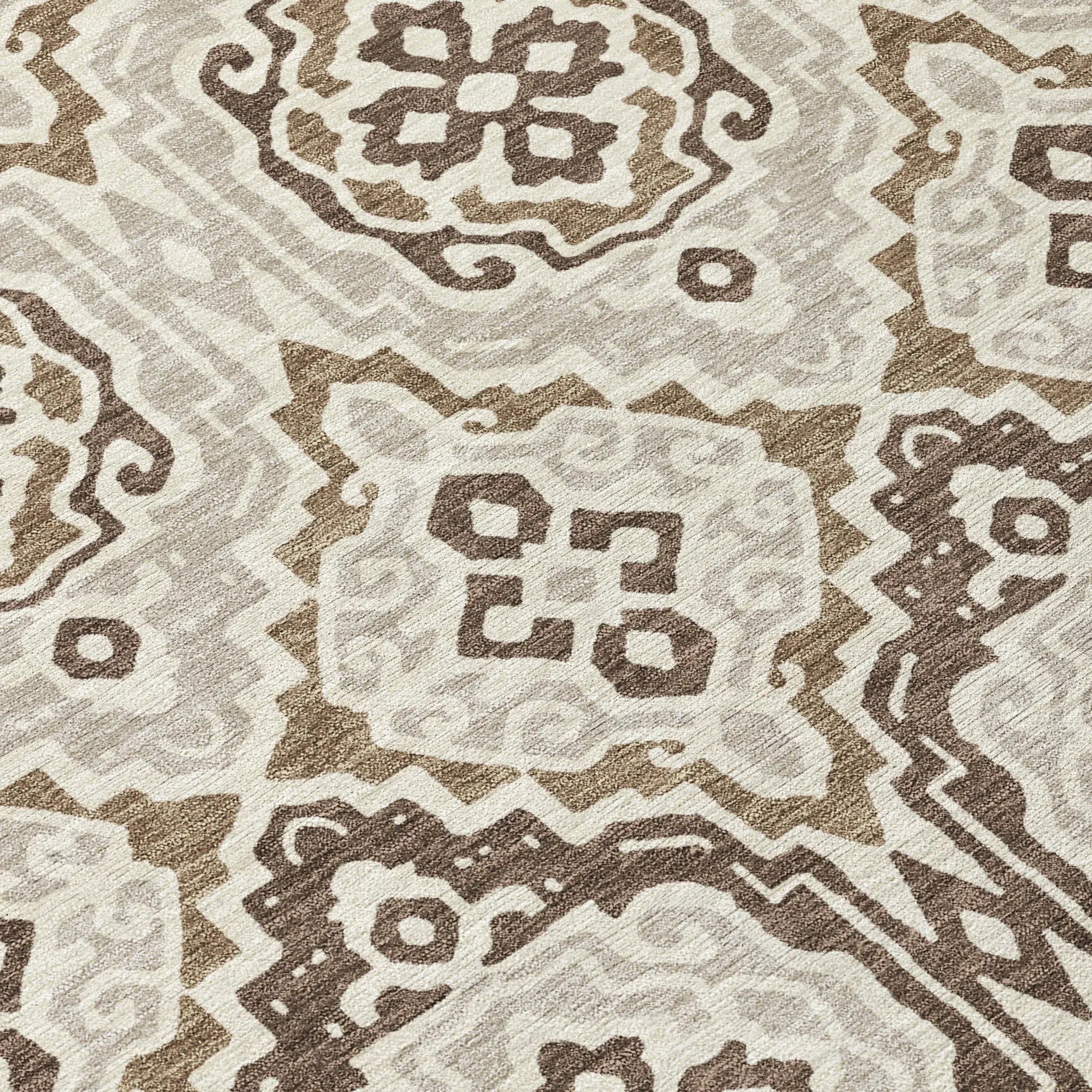 8' X 10' Coffee And Gray Tribal Washable Indoor Outdoor Area Rug Homeroots Outdoor