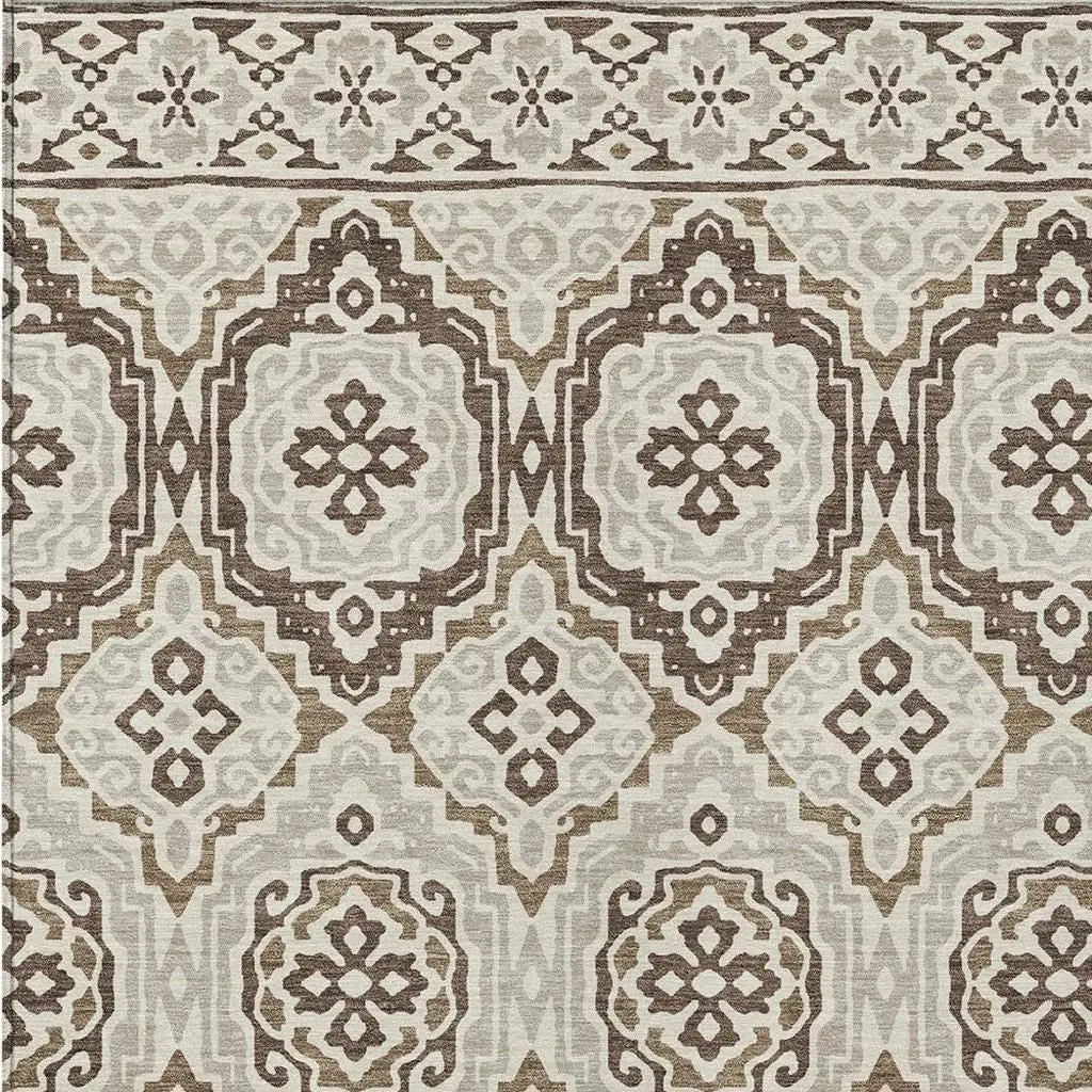 8' X 10' Coffee And Gray Tribal Washable Indoor Outdoor Area Rug Homeroots Outdoor