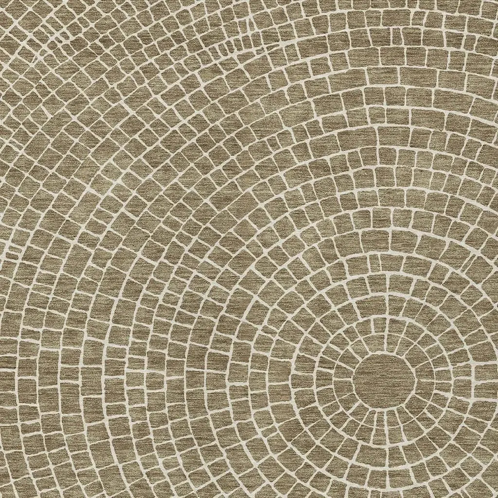 8' X 10' Coffee And Ivory Geometric Washable Indoor Outdoor Area Rug Homeroots Outdoor