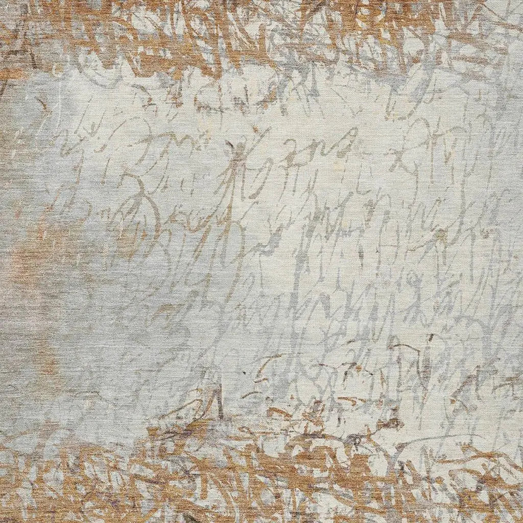 8' X 10' Copper And Beige Abstract Washable Indoor Outdoor Area Rug Homeroots Outdoor