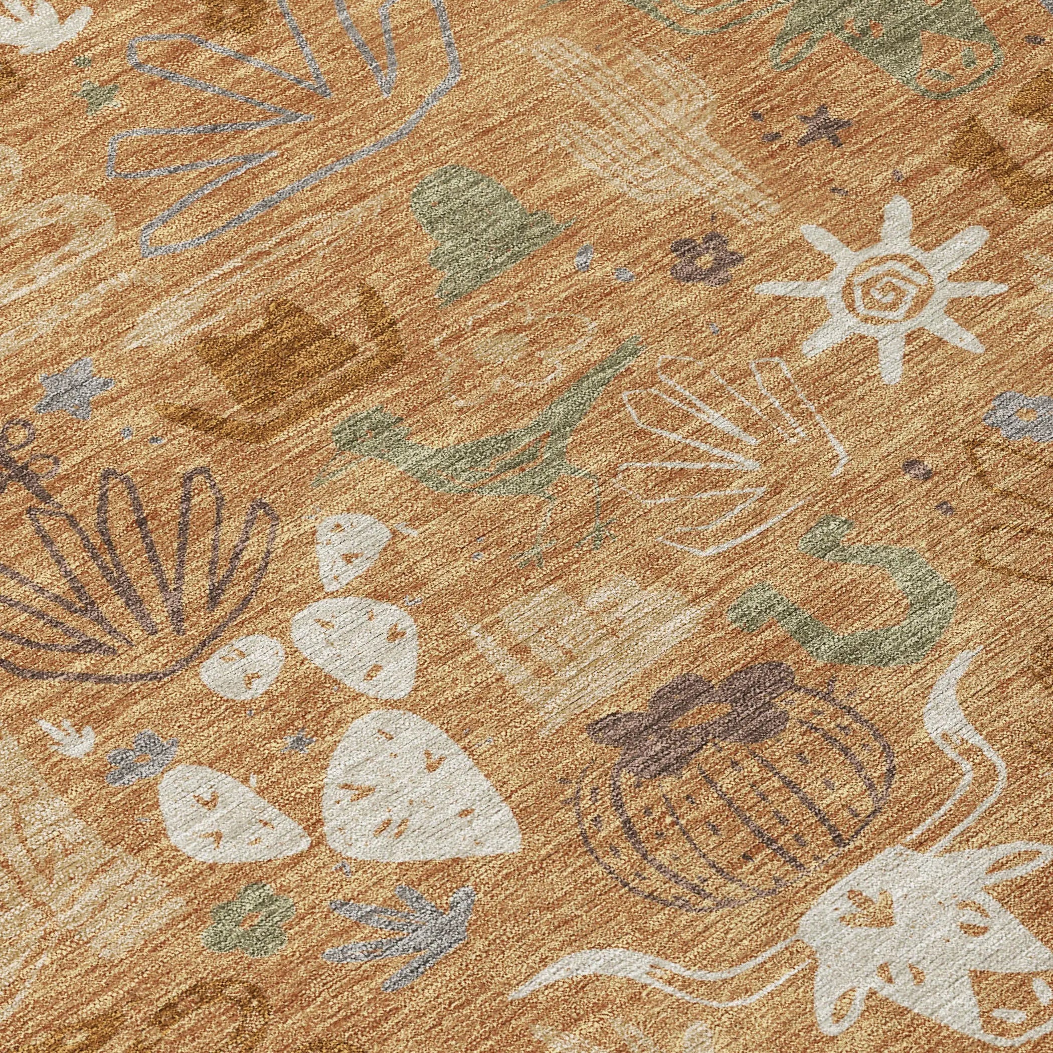 8' X 10' Copper And Beige Cactus Washable Indoor Outdoor Area Rug Homeroots Outdoor