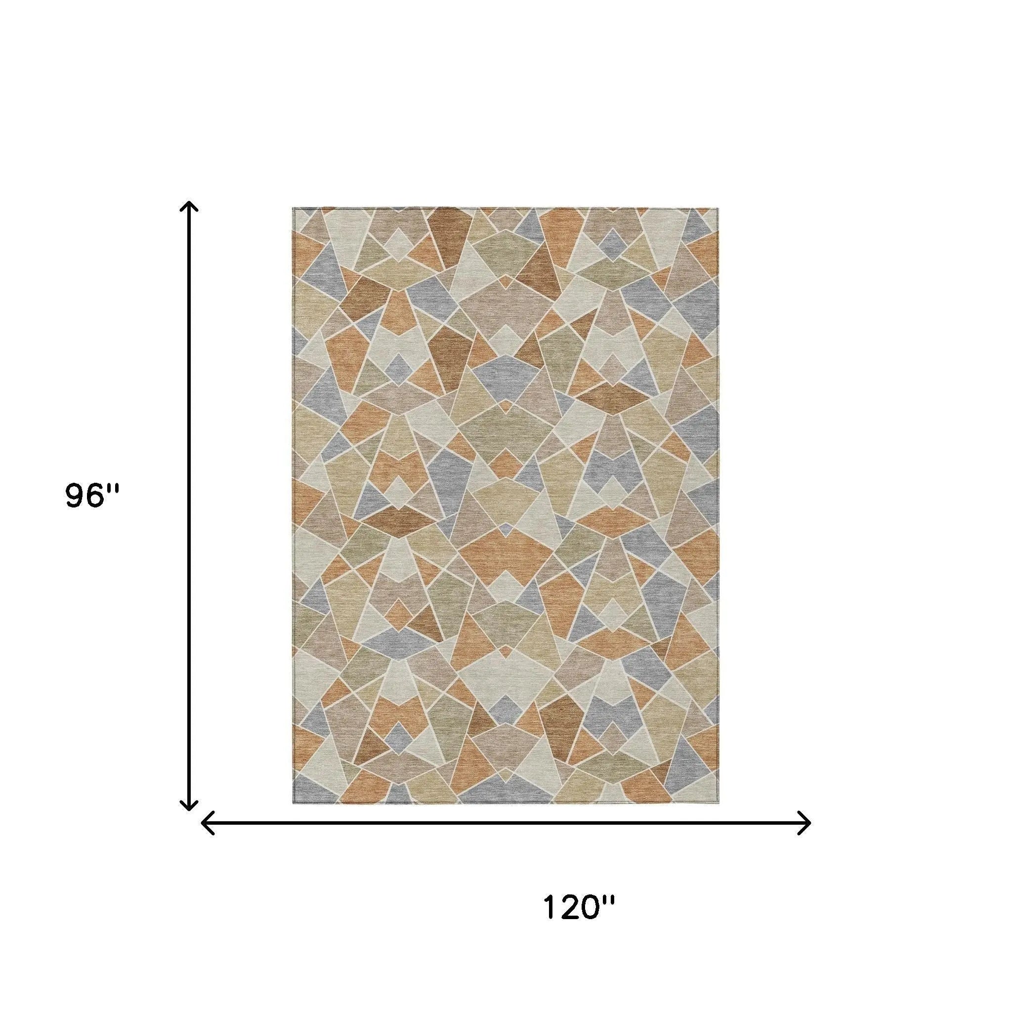 8' X 10' Copper And Beige Geometric Washable Indoor Outdoor Area Rug Homeroots Outdoor