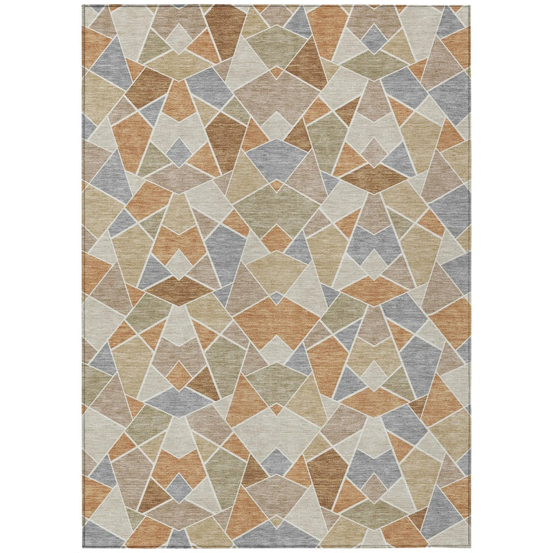 8' X 10' Copper And Beige Geometric Washable Indoor Outdoor Area Rug Homeroots Outdoor