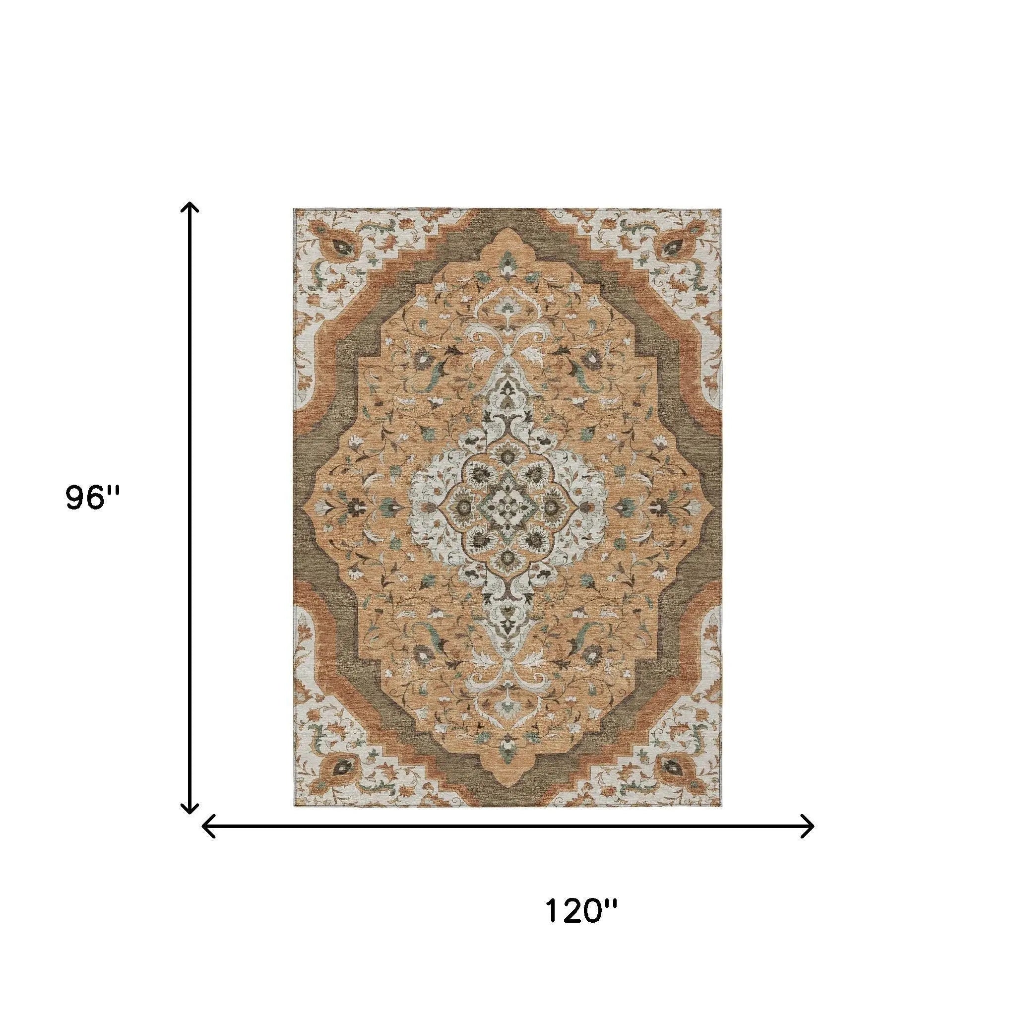 8' X 10' Copper And Blue Medallion Washable Indoor Outdoor Area Rug Homeroots Outdoor