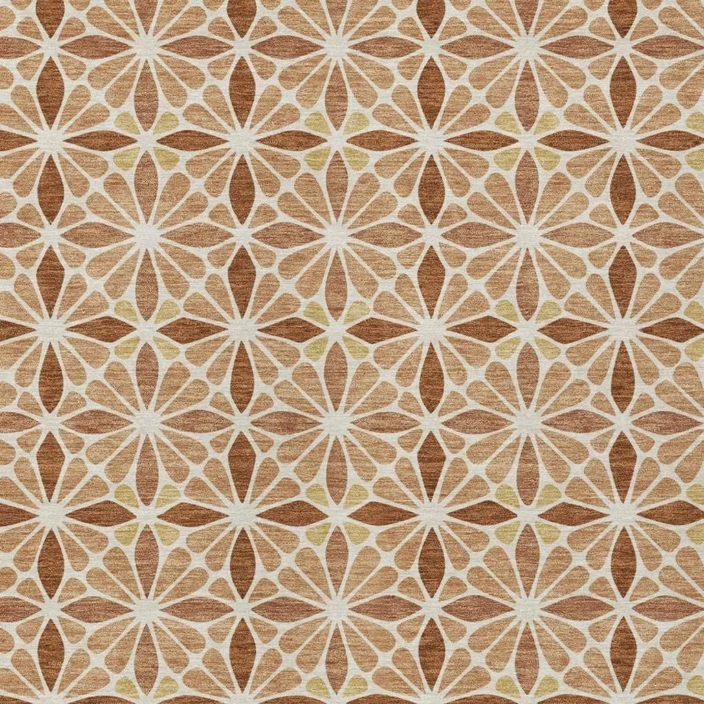 8' X 10' Copper And Gold Geometric Washable Indoor Outdoor Area Rug Homeroots Outdoor