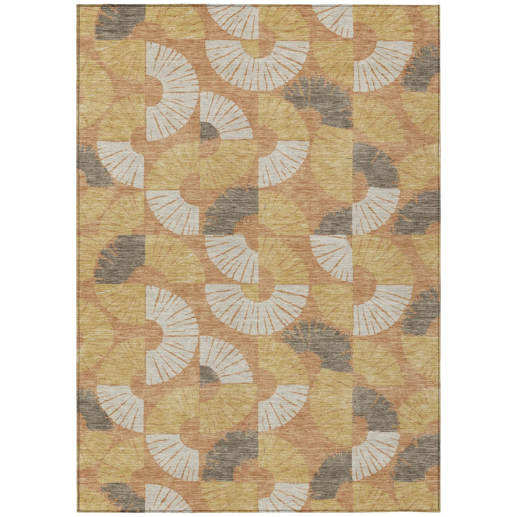 8' X 10' Copper And Gold Geometric Washable Indoor Outdoor Area Rug Homeroots Outdoor