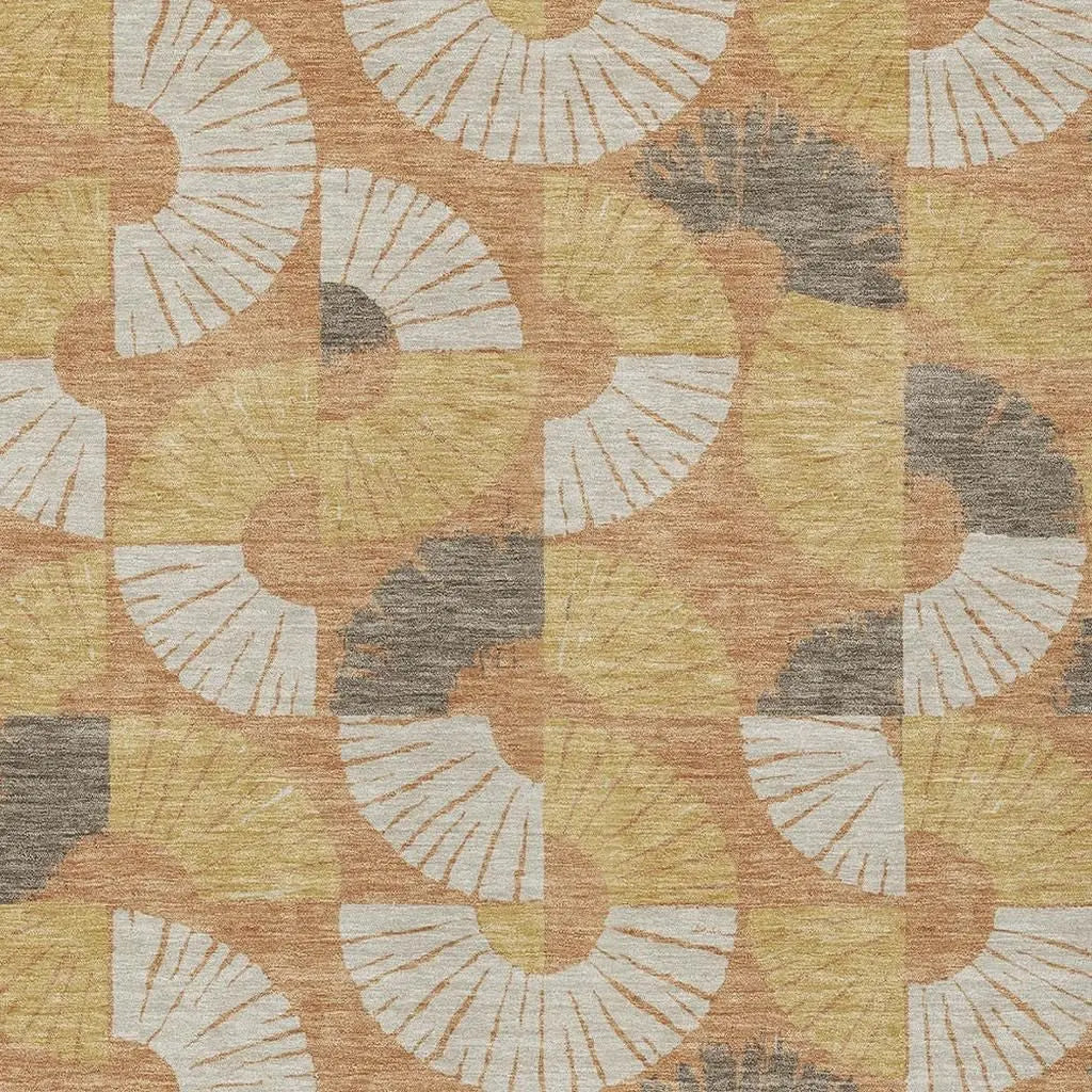 8' X 10' Copper And Gold Geometric Washable Indoor Outdoor Area Rug Homeroots Outdoor