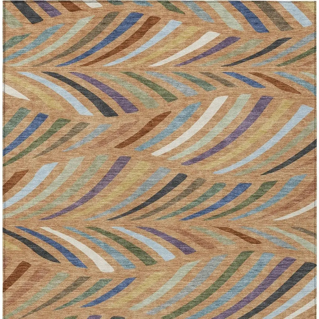 8' X 10' Copper And Green Abstract Washable Indoor Outdoor Area Rug Homeroots Outdoor