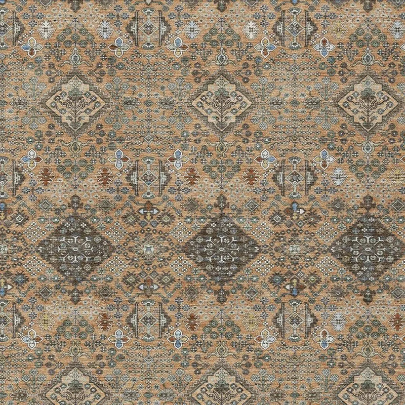 8' X 10' Copper And Green Geometric Washable Indoor Outdoor Area Rug Homeroots Outdoor