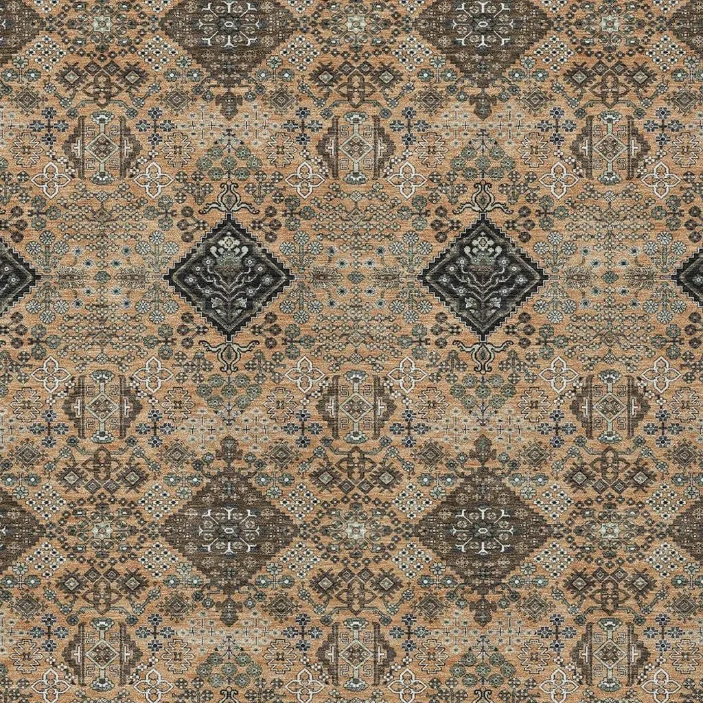 8' X 10' Copper And Green Geometric Washable Indoor Outdoor Area Rug Homeroots Outdoor