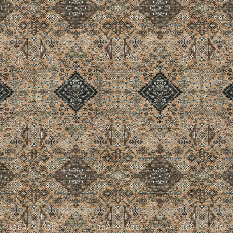 8' X 10' Copper And Green Geometric Washable Indoor Outdoor Area Rug Homeroots Outdoor