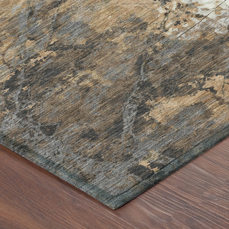 8' X 10' Copper And Ivory Abstract Washable Indoor Outdoor Area Rug Homeroots Outdoor