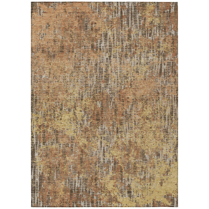 8' X 10' Copper And Ivory Abstract Washable Indoor Outdoor Area Rug Homeroots Outdoor