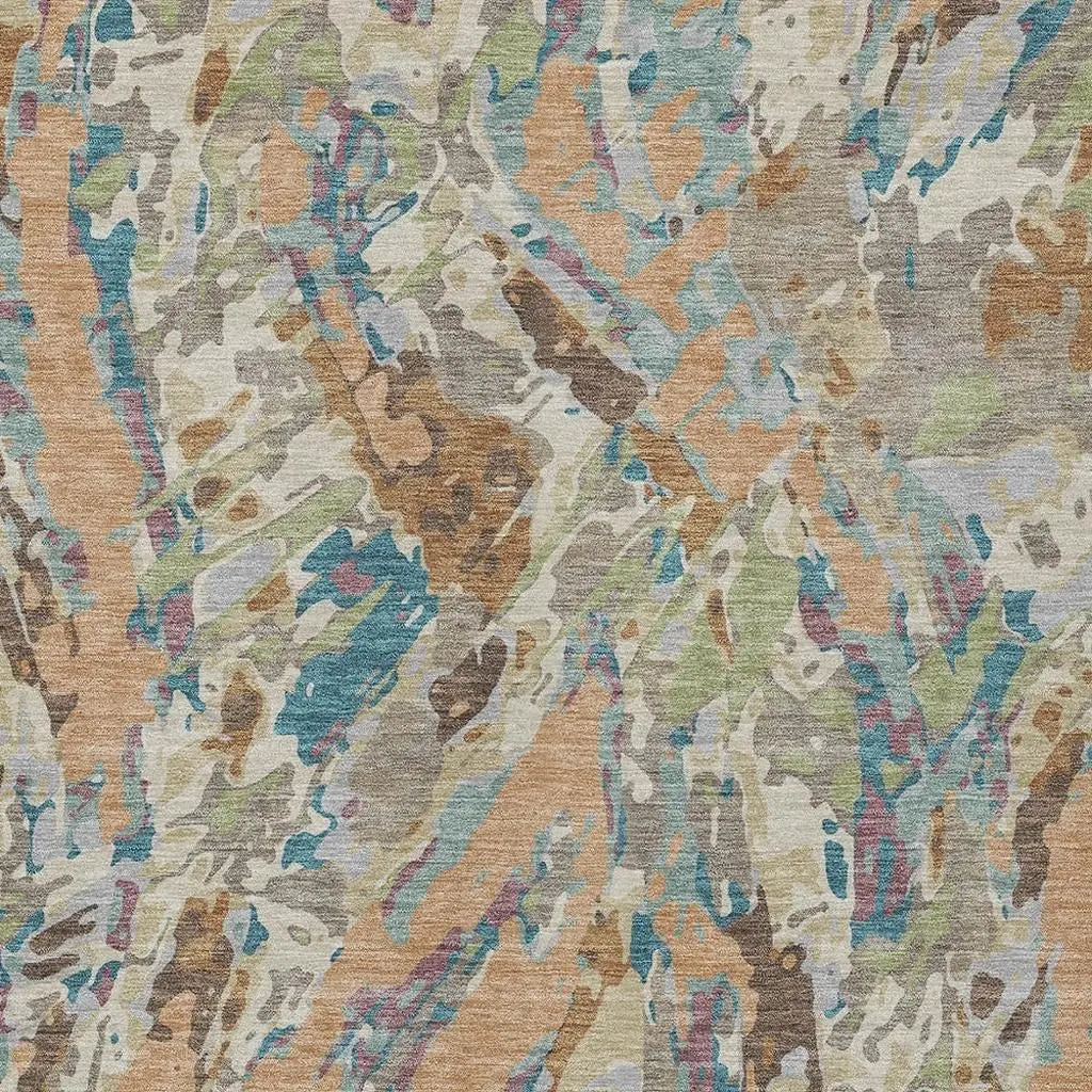 8' X 10' Copper And Ivory Abstract Washable Indoor Outdoor Area Rug Homeroots Outdoor