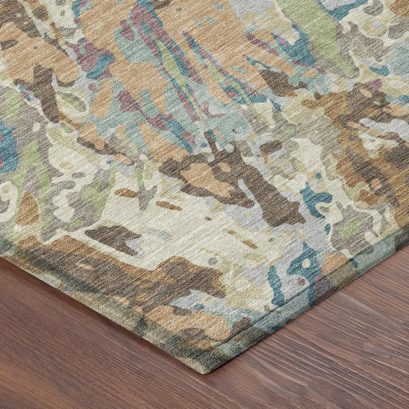 8' X 10' Copper And Ivory Abstract Washable Indoor Outdoor Area Rug Homeroots Outdoor