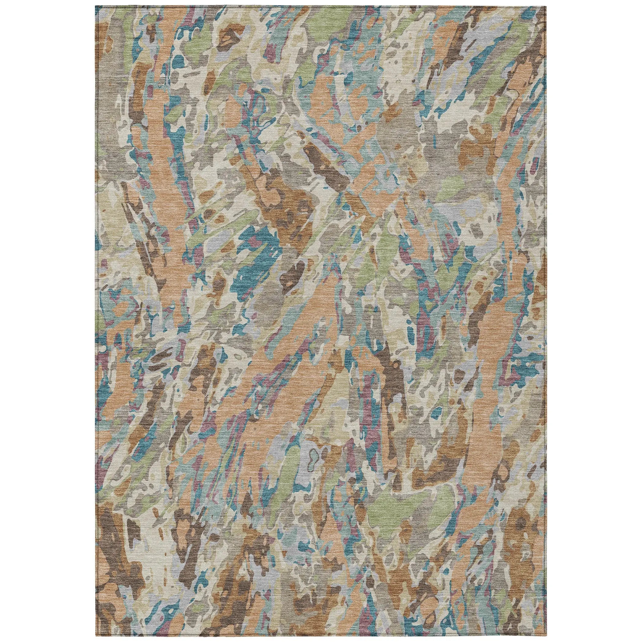 8' X 10' Copper And Ivory Abstract Washable Indoor Outdoor Area Rug Homeroots Outdoor
