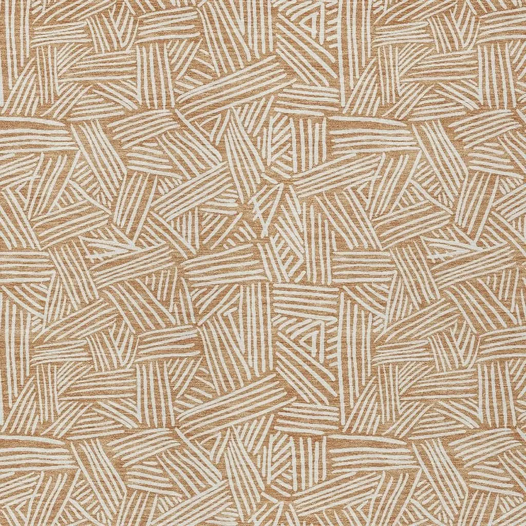 8' X 10' Copper And Ivory Geometric Washable Indoor Outdoor Area Rug Homeroots Outdoor