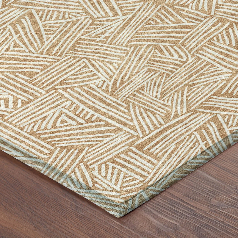 8' X 10' Copper And Ivory Geometric Washable Indoor Outdoor Area Rug Homeroots Outdoor
