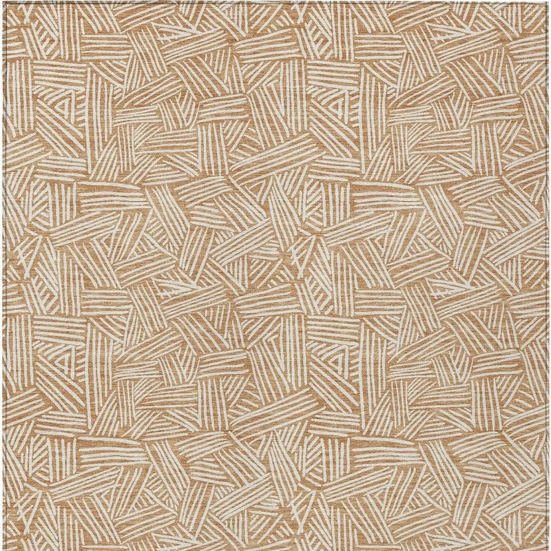 8' X 10' Copper And Ivory Geometric Washable Indoor Outdoor Area Rug Homeroots Outdoor