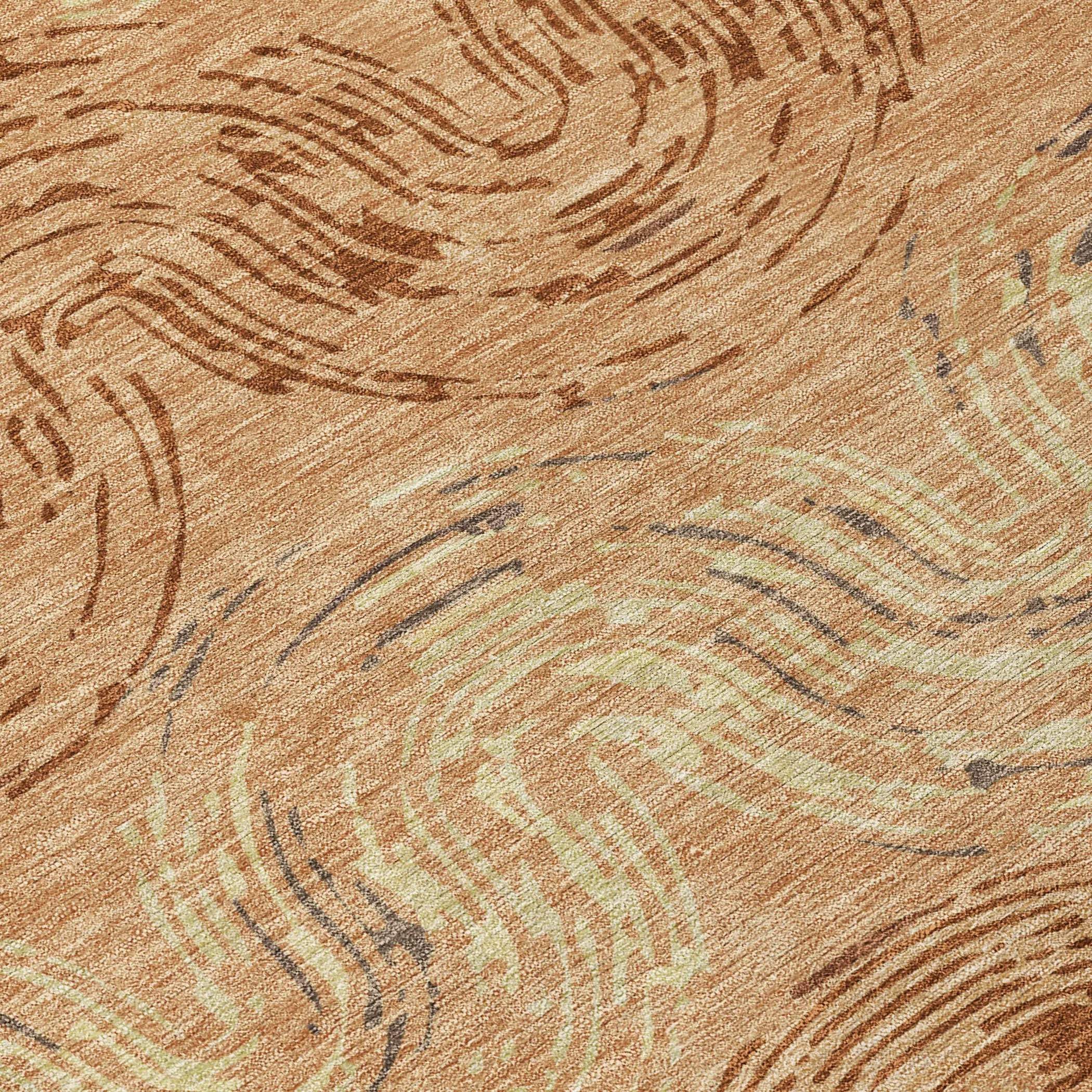 8' X 10' Copper And Orange Abstract Washable Indoor Outdoor Area Rug Homeroots Outdoor