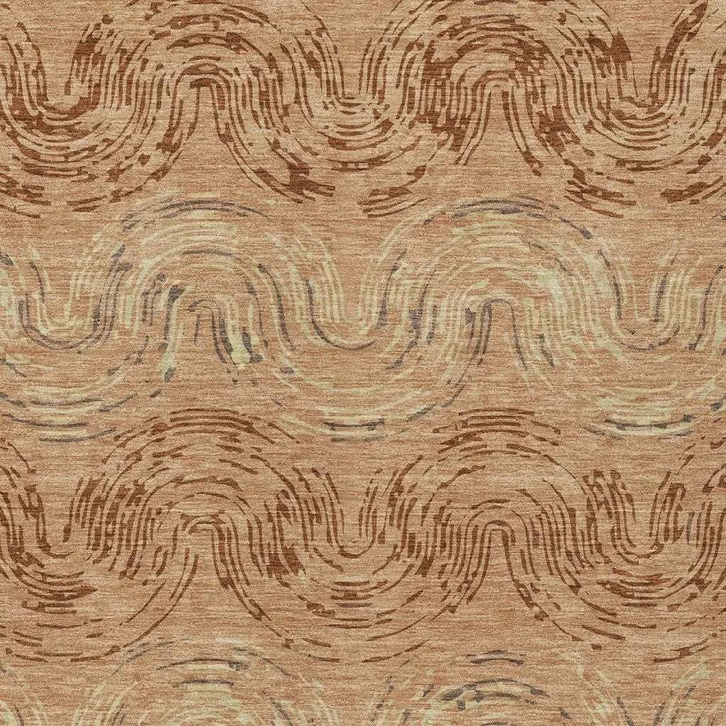 8' X 10' Copper And Orange Abstract Washable Indoor Outdoor Area Rug Homeroots Outdoor