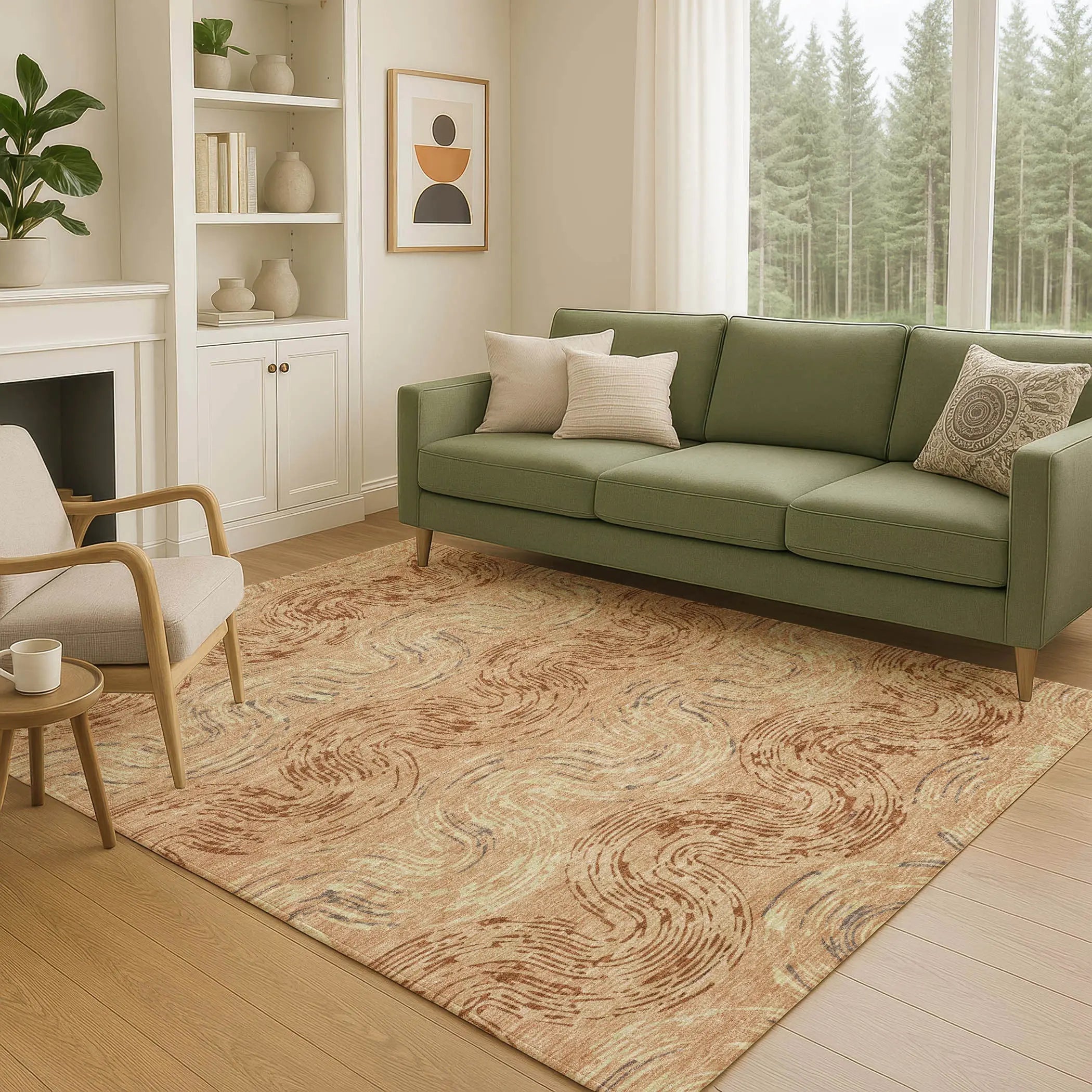 8' X 10' Copper And Orange Abstract Washable Indoor Outdoor Area Rug Homeroots Outdoor