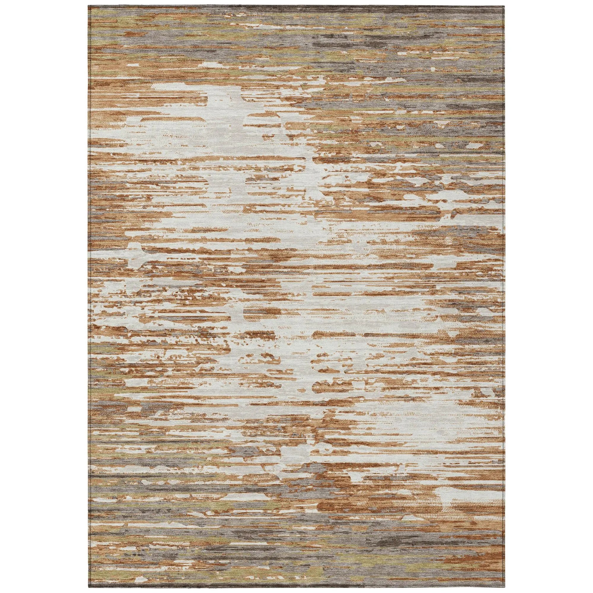 8' X 10' Copper And Orange Abstract Washable Indoor Outdoor Area Rug Homeroots Outdoor