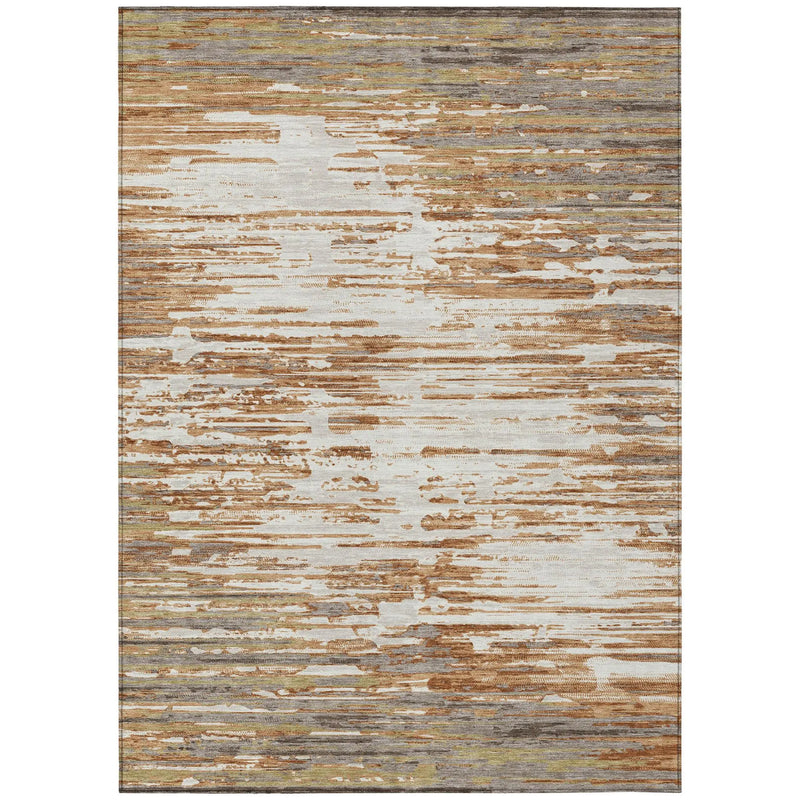 8' X 10' Copper And Orange Abstract Washable Indoor Outdoor Area Rug Homeroots Outdoor