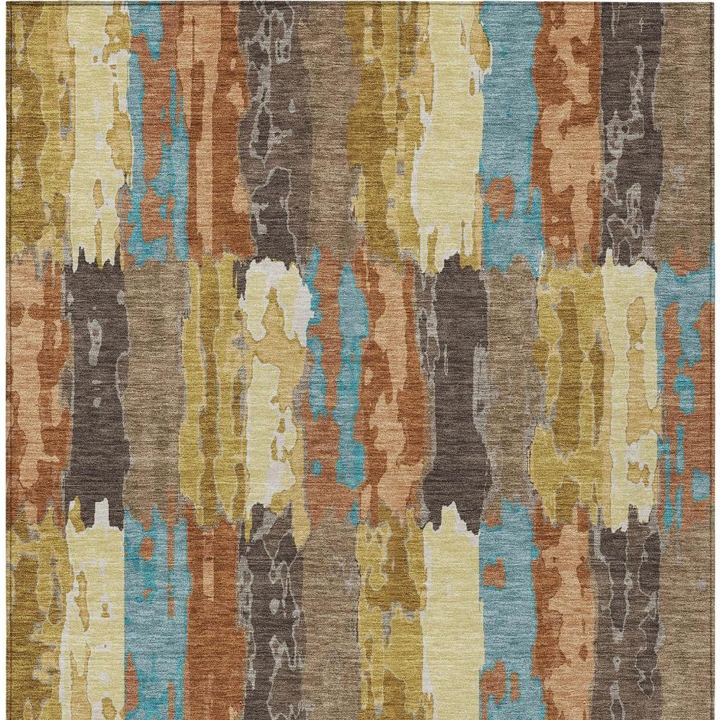 8' X 10' Copper And Orange Abstract Washable Indoor Outdoor Area Rug Homeroots Outdoor