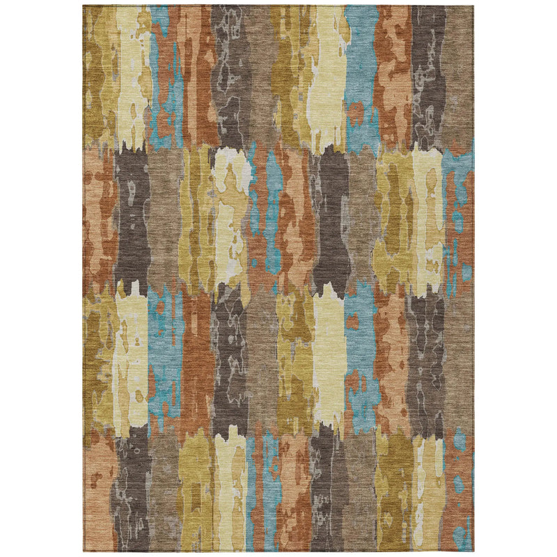 8' X 10' Copper And Orange Abstract Washable Indoor Outdoor Area Rug Homeroots Outdoor