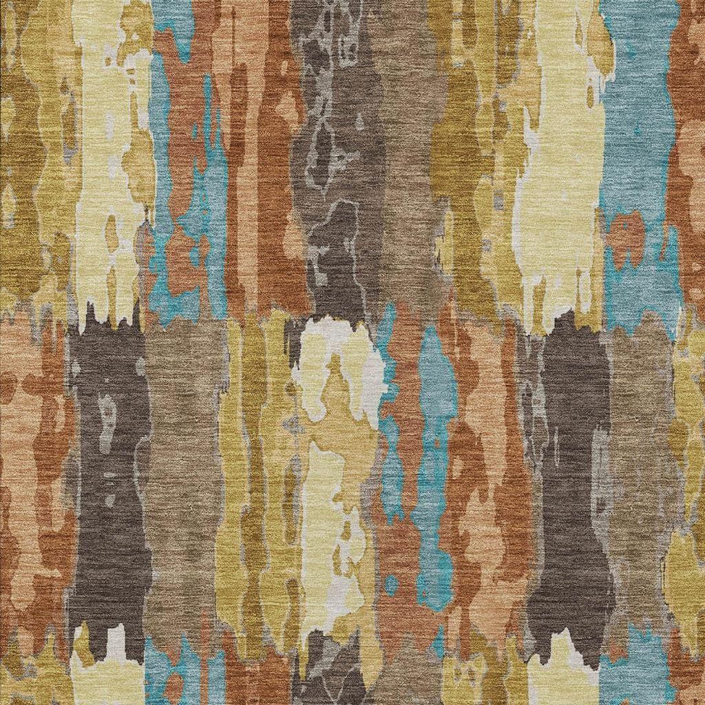 8' X 10' Copper And Orange Abstract Washable Indoor Outdoor Area Rug Homeroots Outdoor