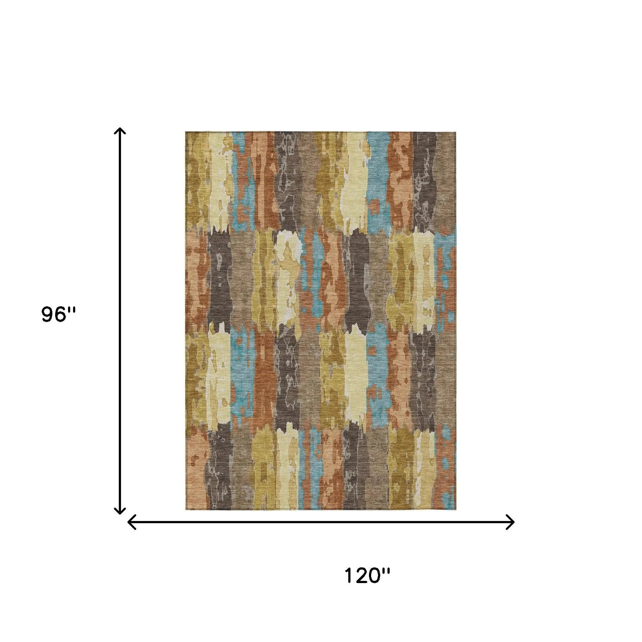 8' X 10' Copper And Orange Abstract Washable Indoor Outdoor Area Rug Homeroots Outdoor