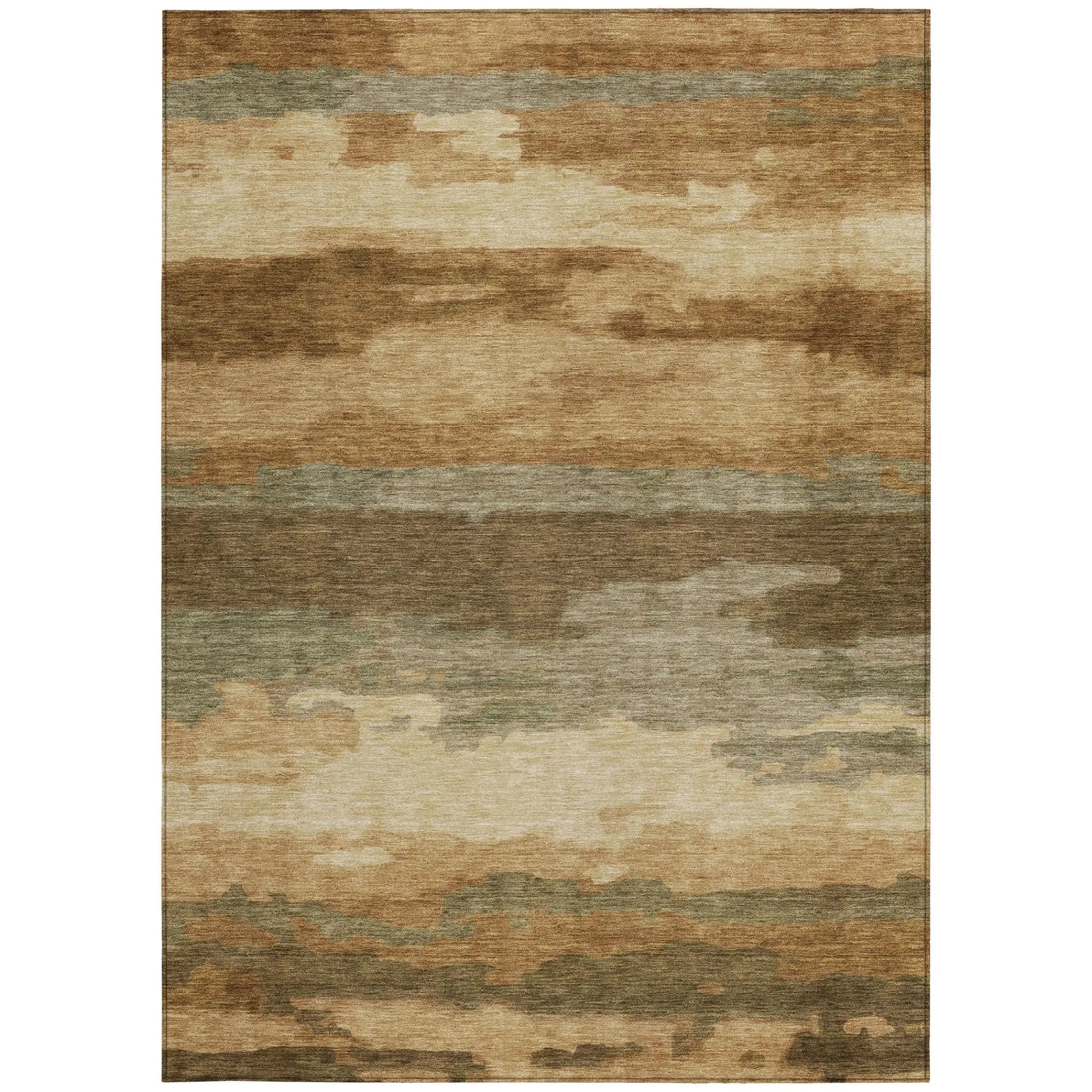 8' X 10' Copper And Orange Abstract Washable Indoor Outdoor Area Rug Homeroots Outdoor