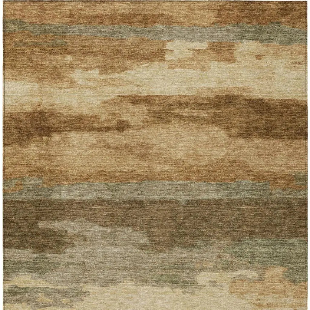 8' X 10' Copper And Orange Abstract Washable Indoor Outdoor Area Rug Homeroots Outdoor