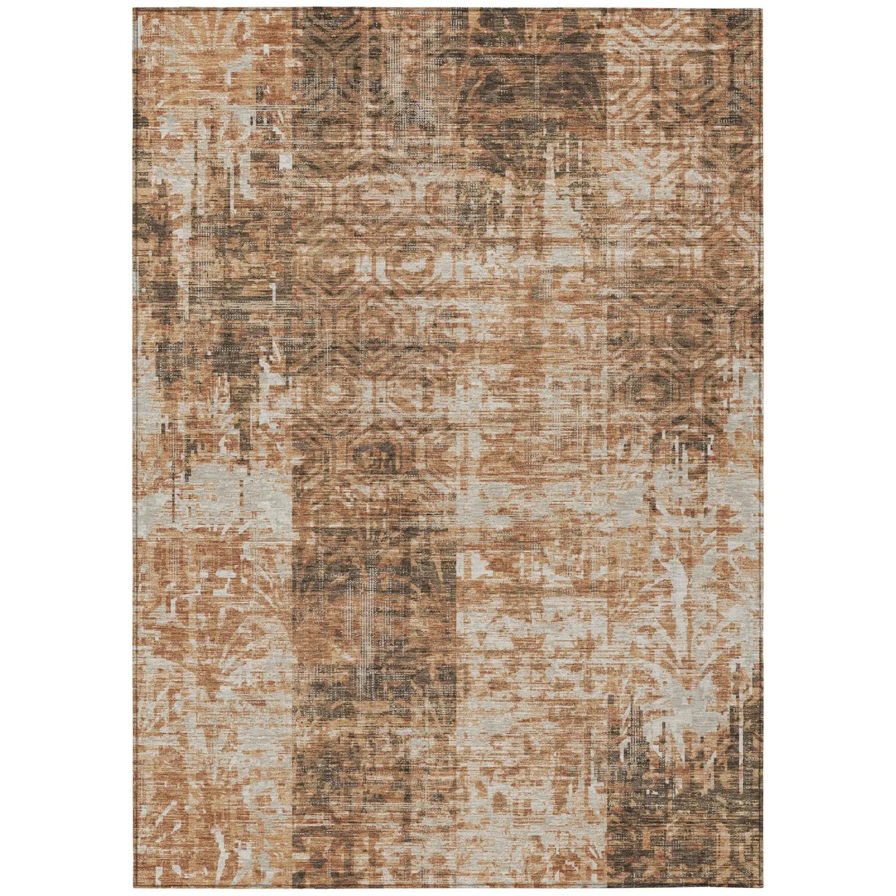 8' X 10' Copper And Orange Abstract Washable Indoor Outdoor Area Rug Homeroots Outdoor
