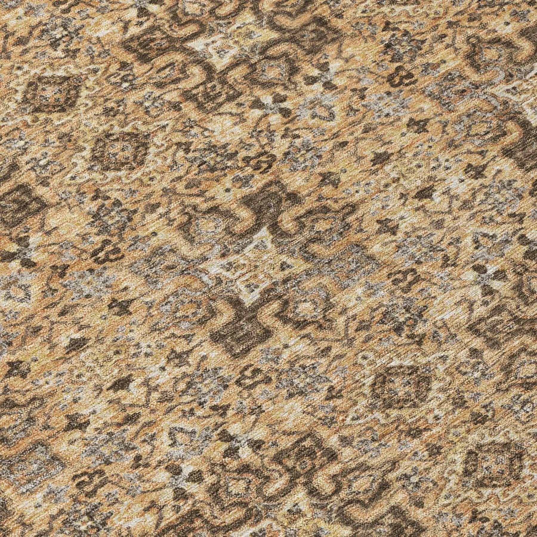 8' X 10' Copper And Orange Damask Washable Indoor Outdoor Area Rug Homeroots Outdoor